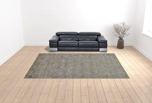 10' X 14' Tan Silver And Gray Wool Floral Tufted Handmade Area Rug