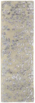 8' Tan and Gray Wool Floral Hand Tufted Runner Rug