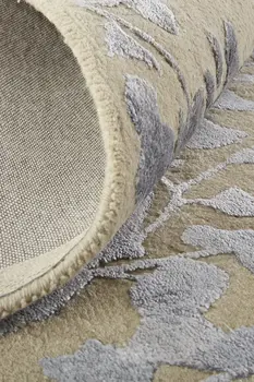 8' Tan and Gray Wool Floral Hand Tufted Runner Rug