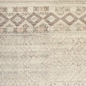 4' X 6' Gray Ivory And Pink Geometric Hand Knotted Area Rug