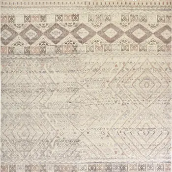4' X 6' Gray Ivory And Pink Geometric Hand Knotted Area Rug