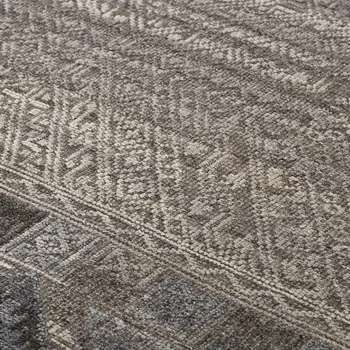 10' X 13' Gray and Ivory Geometric Hand Knotted Area Rug