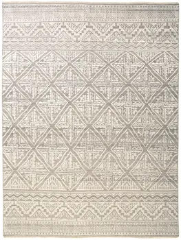 12' X 15' Tan and Ivory Geometric Hand Knotted Area Rug