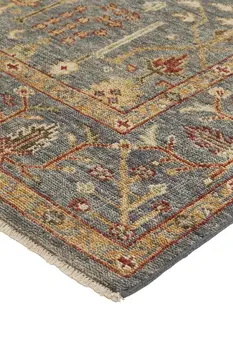 2' x 3' Gray and Ivory Wool Floral Hand Knotted Area Rug With Fringe
