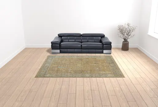 9' X 12' Blue Gray And Brown Wool Floral Hand Knotted Area Rug With Fringe
