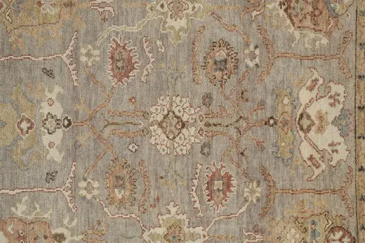 2' X 3' Brown and Ivory Wool Floral Hand Knotted Area Rug With Fringe