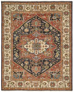 2' X 3' Red and Black Wool Floral Hand Knotted Area Rug