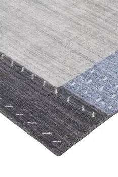 10' X 13' Gray Blue And Black Wool Hand Knotted Stain Resistant Area Rug