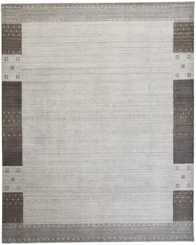 5' X 8' Gray Silver And Black Wool Hand Knotted Stain Resistant Area Rug