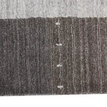 5' X 8' Gray Silver And Black Wool Hand Knotted Stain Resistant Area Rug