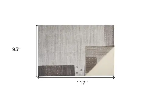 8' X 10' Gray Silver And Black Wool Hand Knotted Stain Resistant Area Rug