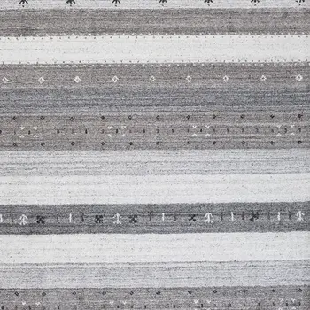 5' X 8' Gray and Ivory Wool Striped Hand Knotted Area Rug
