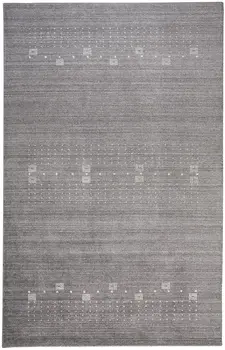 4' X 6' Gray and Ivory Wool Oriental Shag Hand Knotted Area Rug