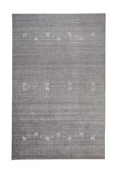 4' X 6' Gray and Ivory Wool Oriental Shag Hand Knotted Area Rug