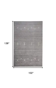 9' X 12' Gray And Ivory Wool Hand Knotted Stain Resistant Area Rug