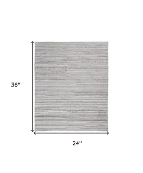 2' X 3' Ivory And Taupe Striped Hand Woven Stain Resistant Area Rug