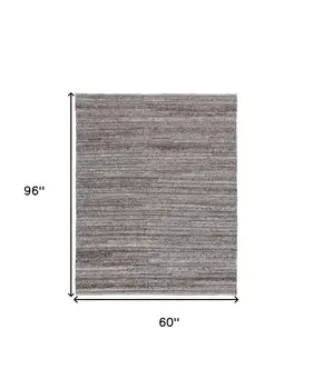 5' X 8' Taupe and Brown Striped Hand Woven Area Rug