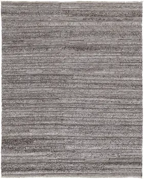 8' X 10' Gray And Ivory Striped Hand Woven Stain Resistant Area Rug