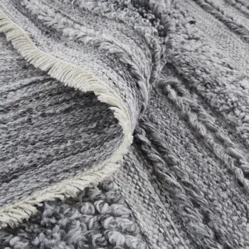 8' X 10' Gray And Ivory Striped Hand Woven Stain Resistant Area Rug