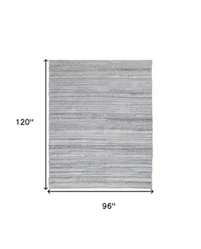 8' X 10' Gray and Ivory Striped Hand Woven Area Rug