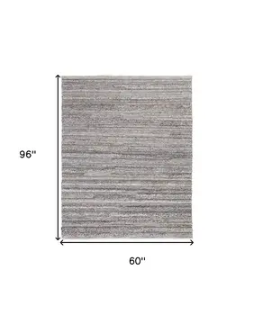 5' X 8' Taupe and Ivory Striped Hand Woven Area Rug