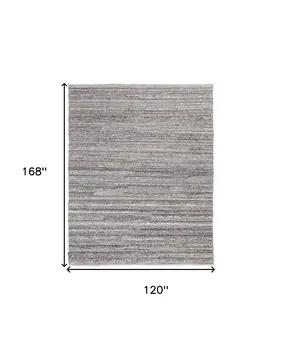 10' X 14' Taupe Ivory And Red Striped Hand Woven Stain Resistant Area Rug