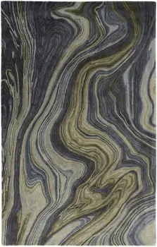 5' X 8' Blue and Green Abstract Hand Tufted Area Rug