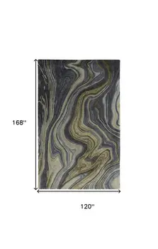 10' X 14' Blue and Green Abstract Hand Tufted Area Rug