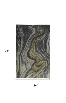 2' X 3' Blue and Green Abstract Hand Tufted Area Rug