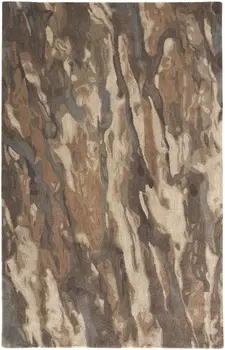 8' X 10' Green and Ivory Wool Abstract Hand Tufted Area Rug