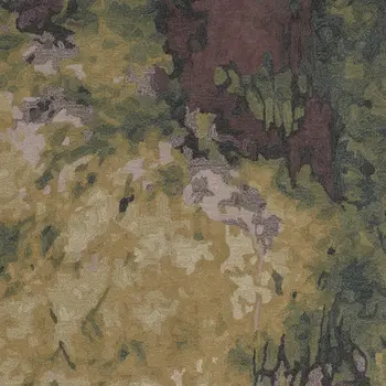 4' X 6' Green and Black Wool Abstract Shag Hand Tufted Area Rug
