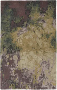9' X 12' Green and Black Wool Abstract Shag Hand Tufted Area Rug