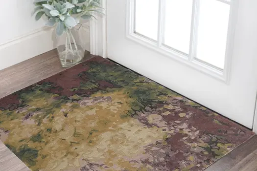 2' X 3' Green and Black Wool Abstract Hand Tufted Area Rug