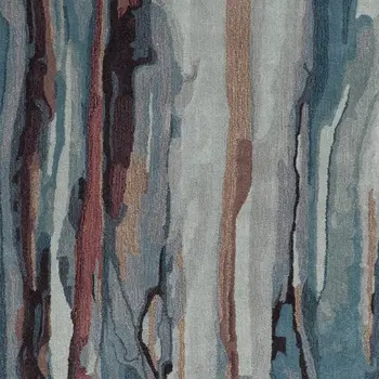 8' X 10' Blue Red And Ivory Wool Abstract Tufted Handmade Stain Resistant Area Rug