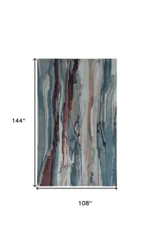 9' X 12' Blue and Orange Wool Abstract Hand Tufted Area Rug