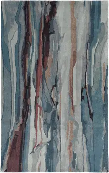 2' X 3' Blue and Orange Wool Abstract Hand Tufted Area Rug