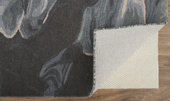 10' X 14' Blue and Black Wool Abstract Hand Tufted Area Rug
