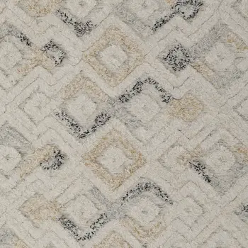 5' X 8' Gray and Ivory Geometric Hand Tufted Area Rug