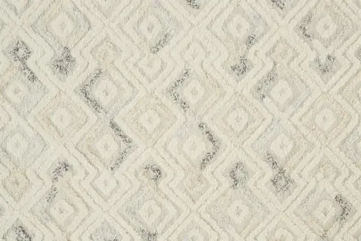 8' X 10' Gray And Ivory Wool Geometric Tufted Handmade Area Rug