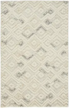 9' X 12' Gray And Ivory Wool Geometric Tufted Handmade Area Rug