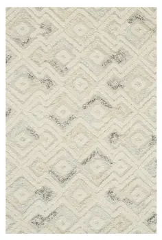 10' X 14' Ivory Gray And Black Wool Geometric Tufted Handmade Area Rug