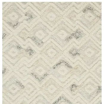 10' X 14' Ivory Gray And Black Wool Geometric Tufted Handmade Area Rug