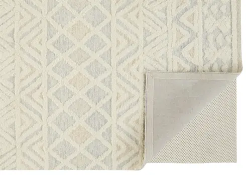 12' X 15' Ivory Blue And Tan Wool Geometric Tufted Handmade Area Rug