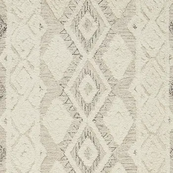 4' X 6' Ivory Taupe And Gray Wool Geometric Tufted Handmade Stain Resistant Area Rug