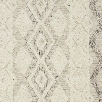 8' X 10' Gray and Ivory Wool Geometric Hand Tufted Area Rug