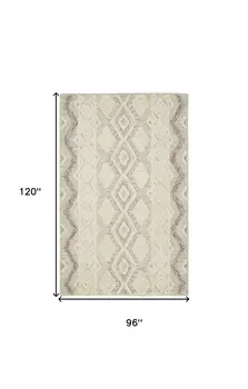 8' X 10' Gray and Ivory Wool Geometric Hand Tufted Area Rug