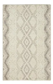 10' X 14' Ivory Taupe And Gray Wool Geometric Tufted Handmade Stain Resistant Area Rug