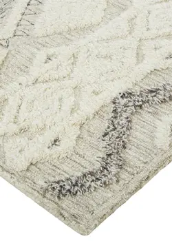12' X 15' Ivory Taupe And Gray Wool Geometric Tufted Handmade Area Rug