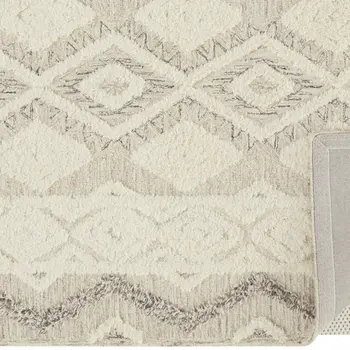 2' X 3' Ivory Taupe And Gray Wool Geometric Tufted Handmade Stain Resistant Area Rug