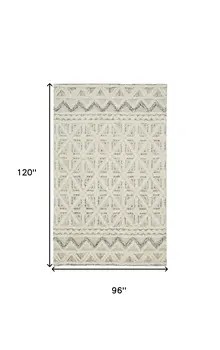 8' X 10' Ivory And Black Wool Geometric Tufted Handmade Stain Resistant Area Rug